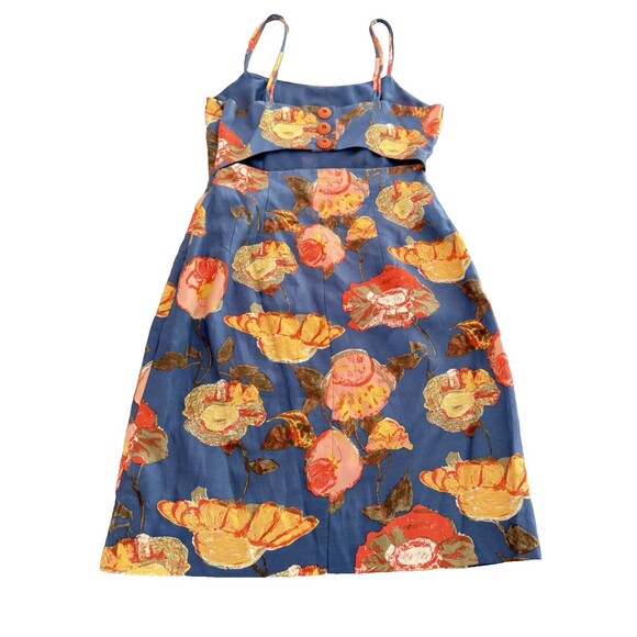 Anthropologie Maeve Floral Dress Size 4 Blue Silk Cotton Blend Open Back New - Picture 3 of 16